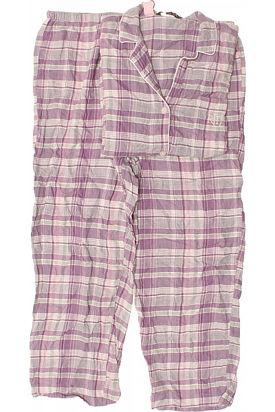 Ralph Lauren Dámské Bavlněné Pyžamo Fialové Kostkované Vel. L