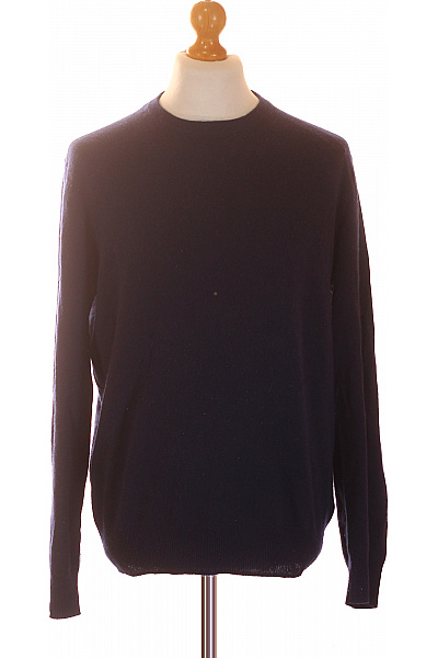 MAX TONSO CASHMERE Pánský Kašmírový Svetr Přes Hlavu Modrý Vel. EU XL