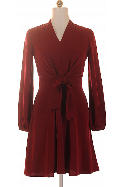 Donna Karan Dámské červené šaty S Dlouhým Rukávem Zavinovací Elegantní Velikost EU 34