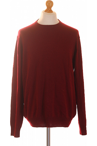 MAX TONSO CASHMERE Kašmírový Pulovr Pánský červený Hladký Přes Hlavu Vel. XL