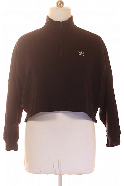 ADIDAS Dámská černá Mikina Crop S Dlouhým Rukávem A Výšivkou Vel. EU L