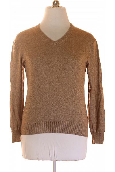 MAX TONSO CASHMERE Dámský Hnědý Svetr S Dlouhým Rukávem A Výstřihem Do V Vel. L