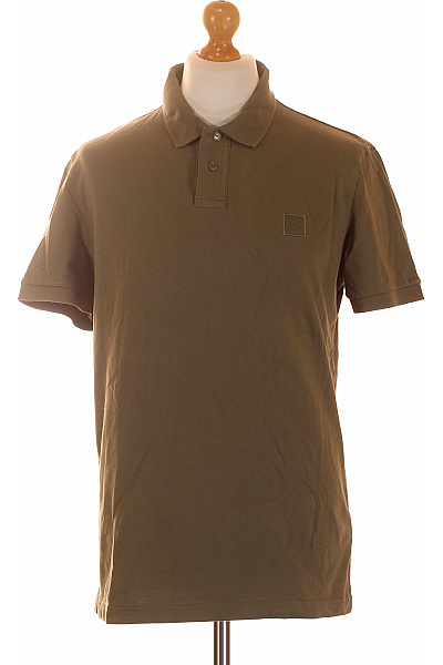 Hugo Boss Pánské Bavlněné Polo Tričko S Krátkým Rukávem A Límečkem Khaki Velikost XL