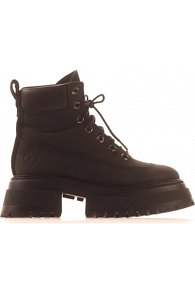 Timberland Dámské Kožené Kotníkové Boty šněrovací Na Platformě černé Velikost 36
