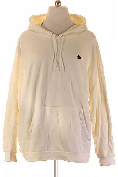 Nike Bílá Bavlněná Oversized Mikina S Kapucí A Klokaní Kapsou Vel. EU 3XL