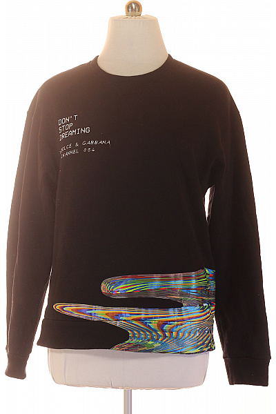 D&G Černá Bavlněná Mikina S Potiskem Crewneck Streetwear Vel. 46
