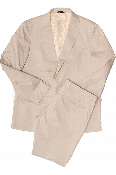Pánské Bavlněné Sako A Kalhoty Smart Casual Béžové Vel. EU 52