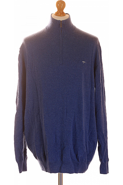 FYNCH-HATTON Pánský Svetr Modrý Na Zip Oversized Pletený Vel. XXXL