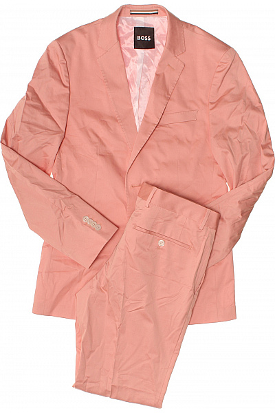 Hugo Boss Pánské Bavlněné Oblekové Kalhoty A Sako Růžové Smart Casual Velikost DE 46