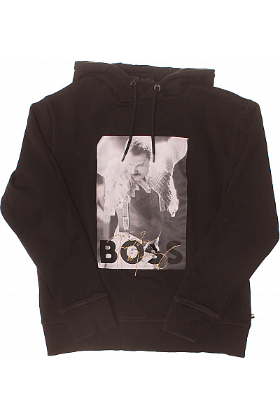 Hugo Boss Pánská černá Mikina S Kapucí A Potiskem Přes Hlavu Vel. M