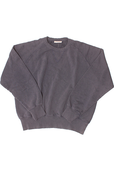 ZARA Pánská Bavlněná Mikina Přes Hlavu šedá Jednobarevná Crewneck Streetwear Velikost EU M