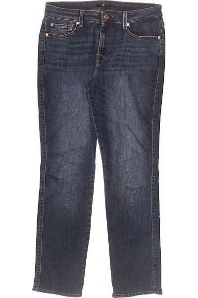 7 For All Mankind Dámské Modré Strečové Džíny Rovné S Vysokým Pasem Velikost 31
