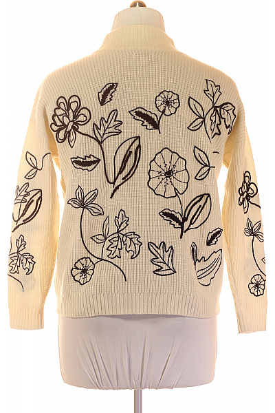 Emilio Sarto Bílý vlněný pulovr se stojáčkem a květinovým vzorem Vel. L | Emilio Sarto | obrázek 2