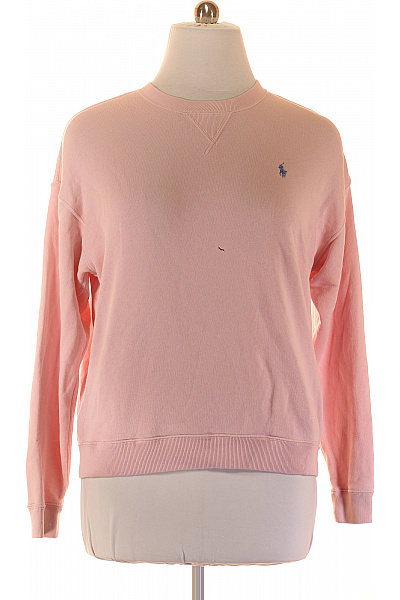 Ralph Lauren Růžová Mikina S Dlouhým Rukávem Crewneck Jednobarevná Vel. EU L