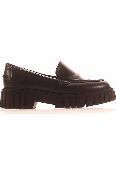 Clarks Dámské černé Kožené Nazouvací Polobotky Na Platformě Velikost 39