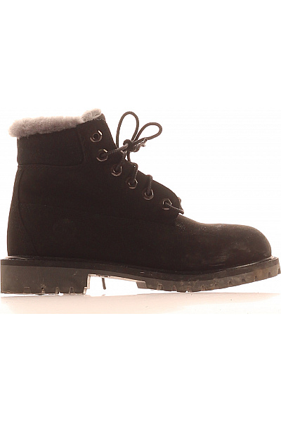 Timberland Dětské černé Kotníkové Zimní Zateplené Kožené Boty S Kožíškem Vel. 32.5