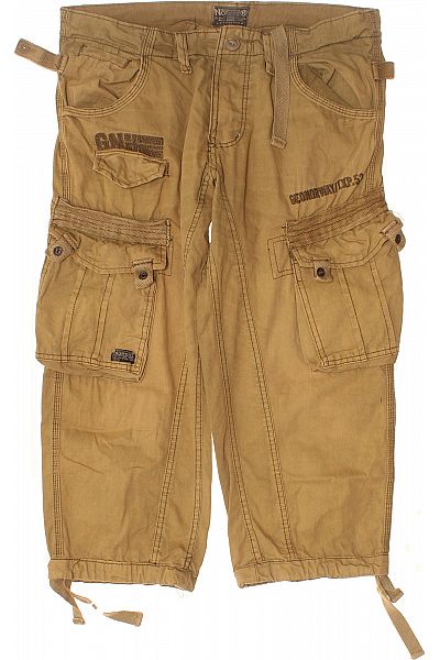 Geographical Norway Pánské Khaki Cargo Kraťasy Pod Kolena S Kapsami Bavlna Vel. L