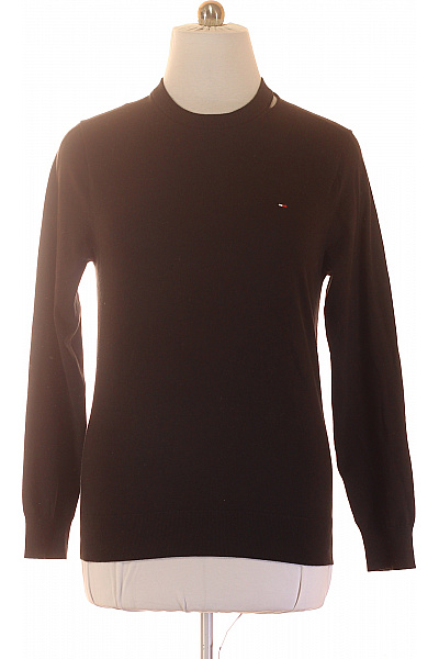 TOMMY HILFIGER Basic černý Bavlněný Svetr S Dlouhým Rukávem Vel. M