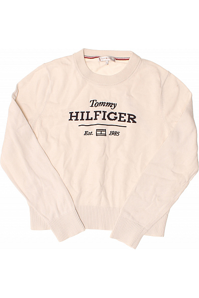 TOMMY HILFIGER Dámský Bavlněný Svetr Přes Hlavu S Dlouhým Rukávem Béžový Vel. S