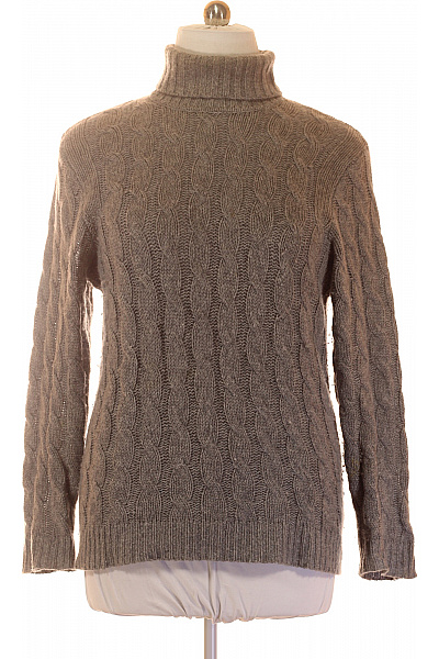 MAX TONSO CASHMERE Dámský Kašmírový Rolák Hnědý Copánkový Velikost 3XL