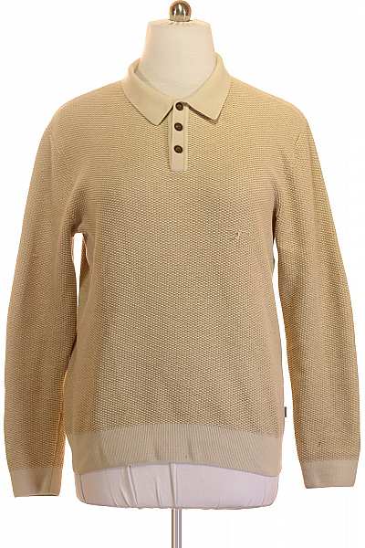 JACK & JONES Béžový Pletený Pulovr S Límečkem Na Knoflíky Vel. EU XL