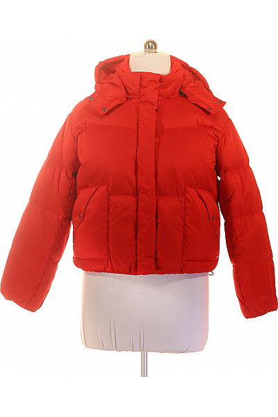 LEVIS Červená Krátká Prošívaná Puffer Bunda S Kapucí Vel. L