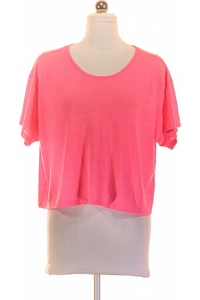Růžové Tričko S Krátkým Rukávem Crop Top Vel. S