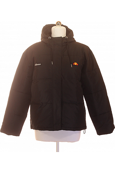 Ellesse Černá Prošívaná Zimní Bunda S Kapucí Velikost 38