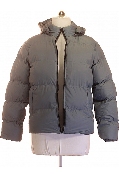 Šedá Prošívaná Zimní Puffer Bunda Se Zipem Vel. L