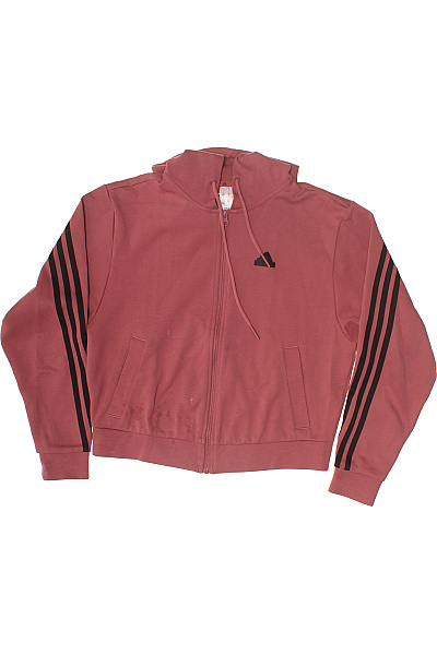 ADIDAS Dámská Růžová Mikina S Dlouhým Rukávem A Kapucí Na Zip Pruhovaná Velikost EU XS