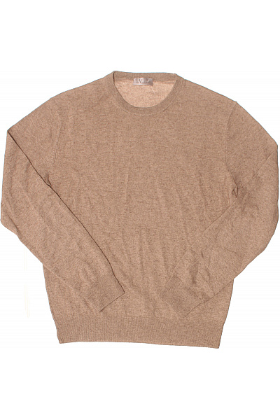 MAX TONSO CASHMERE Pánský Kašmírový Svetr Přes Hlavu Béžový Vel. M