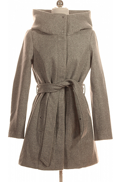 VERO MODA Šedý Elegantní Kabát S Kapucí A Páskem Vel. S