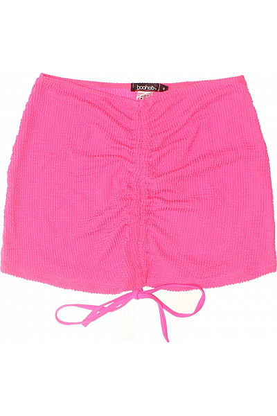 boohoo růžová nabíraná letní mini sukně s mašlí | boohoo | obrázek 2