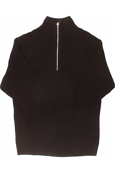 Černý vlněný pulovr na zip se stojáčkem Velikost 36 | Unimoda | obrázek 2