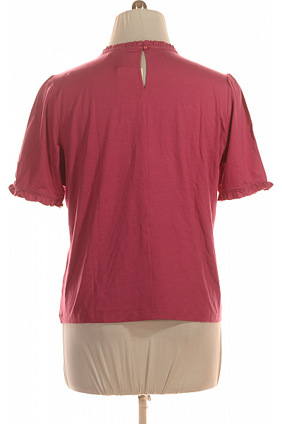 Dámské růžové tričko s krátkým rukávem a volánky basic Vel. 48 | Lola Paltinger | obrázek 3