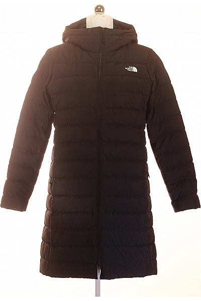 THE NORTH FACE Černá Dlouhá Prošívaná Zimní Bunda S Kapucí Velikost L