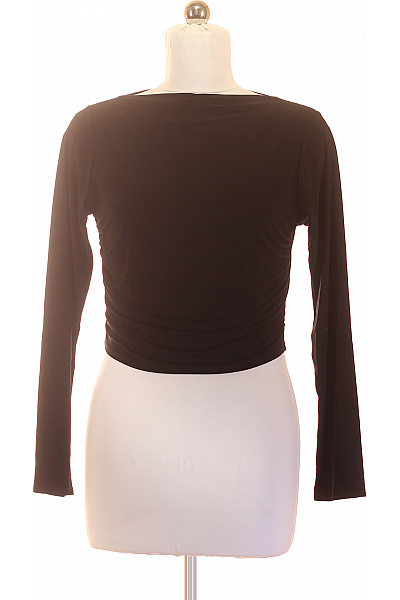 boohoo Dámské tričko s dlouhým rukávem černé jednobarevné crop top | boohoo | obrázek 2