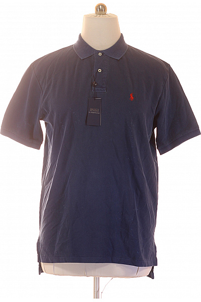 Ralph Lauren Pánské Modré Polo Tričko S Krátkým Rukávem A Límečkem Velikost L