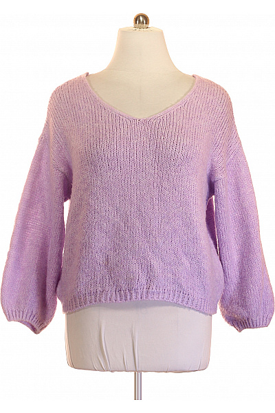 Fialový pletený oversized pulovr s balonovými rukávy Vel. XXL | Unimoda | obrázek 2