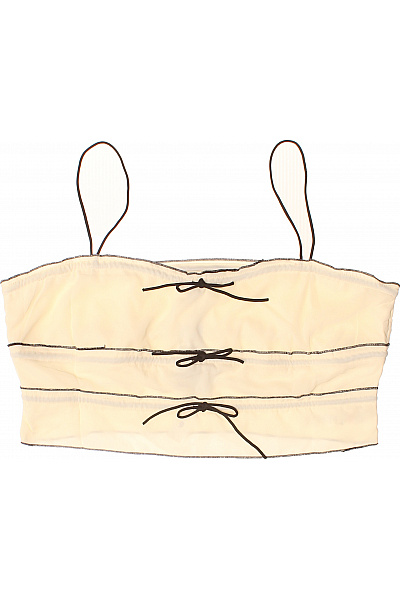boohoo Dámské béžové tričko bez rukávů crop top s mašličkami | boohoo | obrázek 2