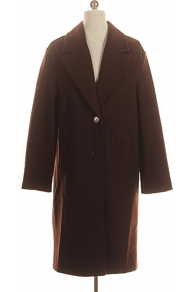 Bershka Dámský Hnědý Dlouhý Elegantní Kabát Vel. M