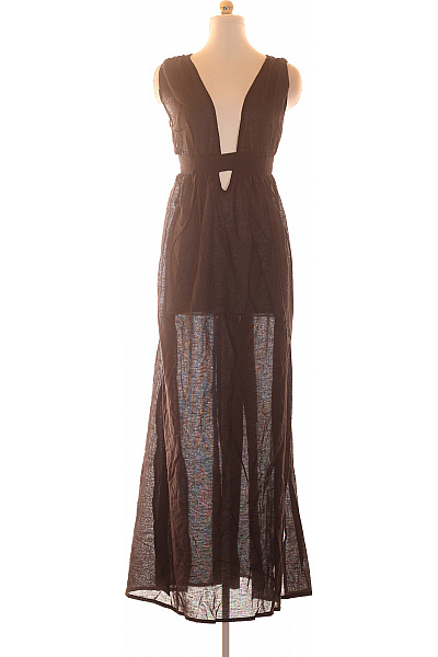Boohoo Dámské Dlouhé šaty Bez Rukávů černé Boho Letní Vel. L