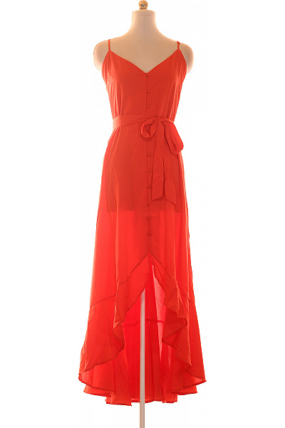 boohoo oranžové šaty na ramínka dlouhé s páskem letní boho Vel. 44 | boohoo | obrázek 2