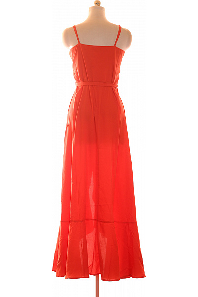 boohoo oranžové šaty na ramínka dlouhé s páskem letní boho Vel. 44 | boohoo | obrázek 3