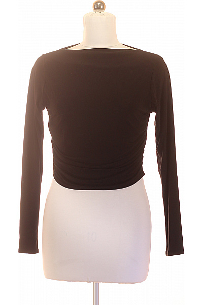 boohoo Dámské tričko s dlouhým rukávem černé jednobarevné crop top | boohoo | obrázek 4