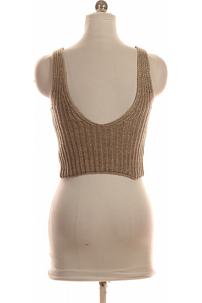 béžové pruhované tílko crop top bez rukávů Vel. xxs | Unimoda | obrázek 3
