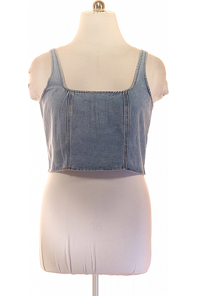 boohoo dámské džínové crop top tílko s hranatým výstřihem | boohoo | obrázek 4