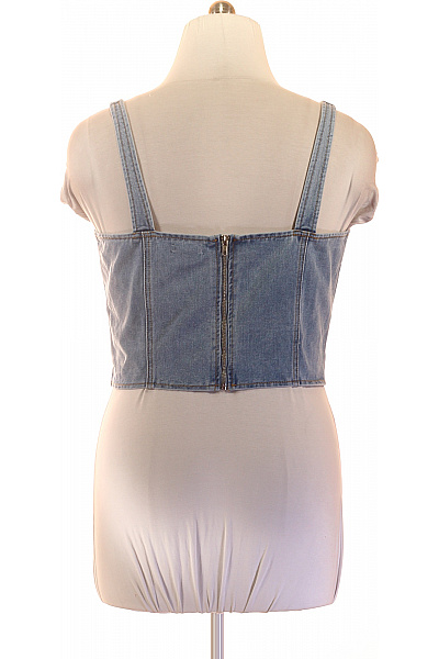 boohoo dámské džínové crop top tílko s hranatým výstřihem | boohoo | obrázek 3