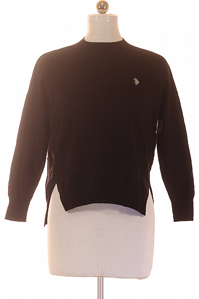 U.S.POLO ASSN. Černý Vlněný Pulovr S Asymetrickým Střihem Velikost XL
