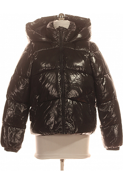 VERO MODA Černá Lesklá Prošívaná Puffer Bunda S Kapucí Vel. S